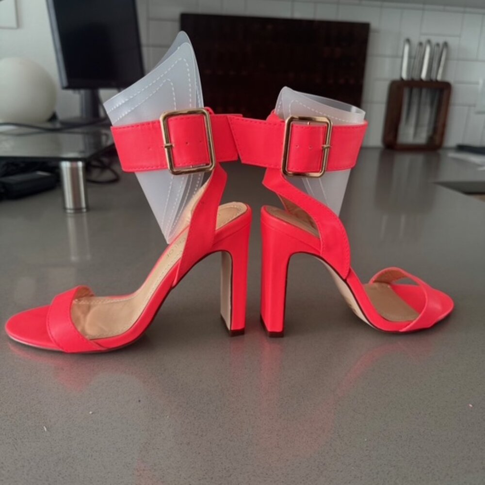 CHASE + CHLOE Coral Pink Open Toe Ankle Strap Buckle Stiletto Heels Sandals